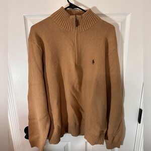 POLO by Ralph Lauren Tan 1/4 zip Sweater - XL
